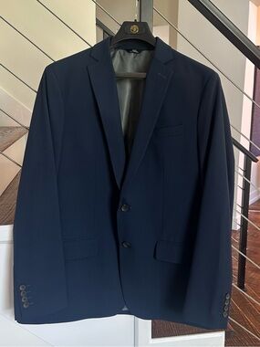 J.M. Haggar Navy Blue Blazer Sport Coat | Men's Size 44 Regular Slim Fit